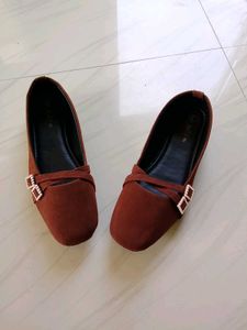 Chic Brown Ballet Flats with Rhinestone Buckle