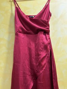 Satin Midi Wrap Dress