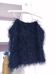 Fuzzy Black Crop Top