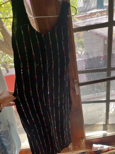 Stylish Black Kurta with Colorful Embroidery