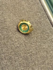 Watch Ring (Green &amp; gold) Unique Timepiece Jewelry