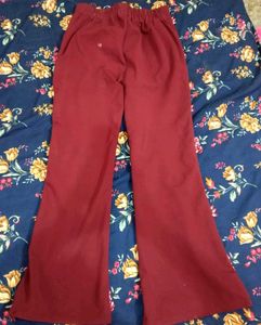 Maroon Pants with Gold Chain Detail
