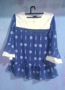 Stylish Blue Printed Kurta Tunic
