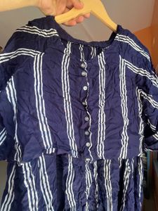 Blue Striped Button-Up Tunic