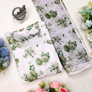 Flower Design Maxy Gowns With Dupatta