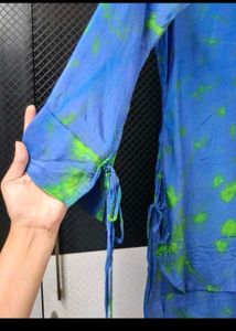 Blue &amp; Green Tie-Dye Shirt Dress