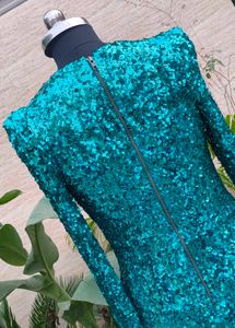 Stunning Emerald Sequin Wrap Dress