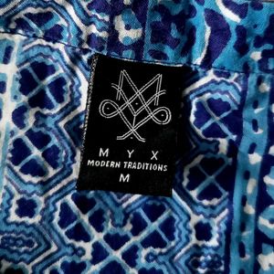 Blue &amp; White Printed Kurta