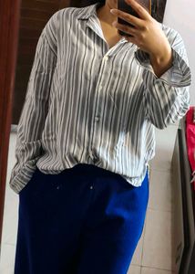 Classic Striped oversized Button-Up Shirt