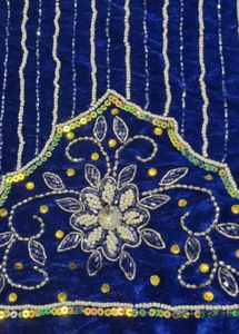 Royal Blue Embellished Velvet Blouse Piece