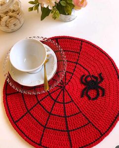 Spider-Man Crochet Placemat with Spider Applique