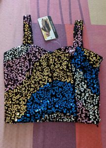 New With Tag - Sparkly Sequin Crop Top