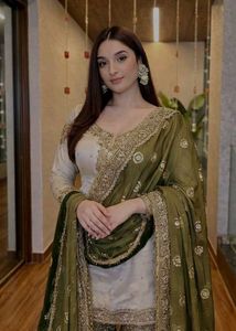 Elegant Olive Green Kurta Set with Dupatta