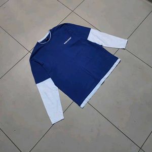 Men's Blue & White Long Sleeve T-Shirt