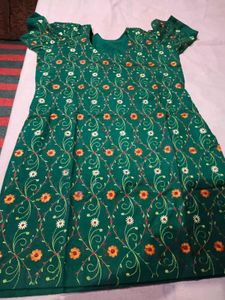Embroidered Green Kurta Set