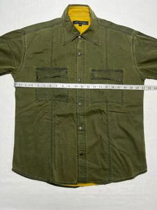 Olive Military Shirt | Gold Lion Print | Only 1