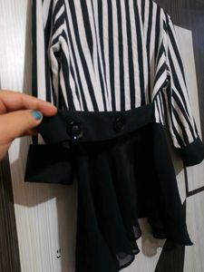 Chic Striped Open Front Jacket