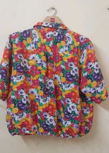 Colorful Floral Print Button-Up Shirt