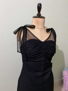 Chic Black Mesh Detail Dress