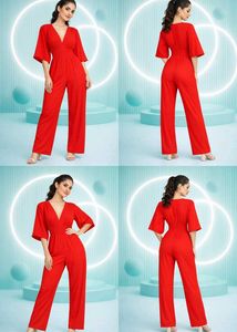 V-Neck Wide-Leg Jumpsuit