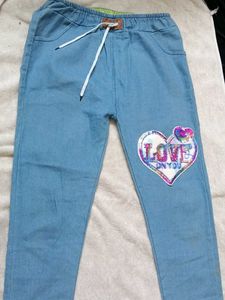 Cute Heart Sequin Denim Jeans