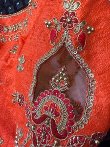 Embroidered Orange Blouse