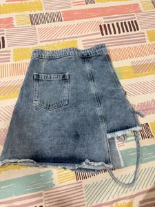 newme Denim Skirt with Tie Detail