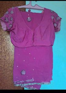 Stunning Pink Embroidered Saree