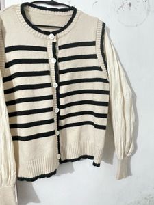 Chic Striped Knit Cardigan
