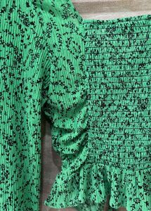 Green Floral Ruched Crop Top
