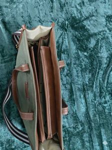 Stylish Olive Green Tote Bag with long belt