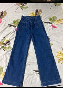 combo of Stylish Blue Wide Leg Jeans and top