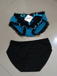 Lace Trim Panties Set
