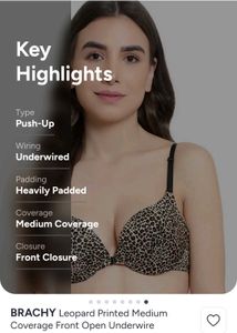 Leopard Print Push-Up Bra removble strap