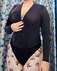 Sparkly Black Long Sleeve Bodysuit