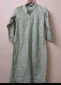 Embroidered Navy Blue Kurta
