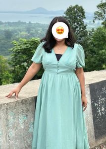 Mint Green Puff Sleeve Dress