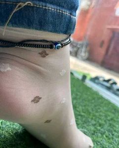 Sheer Patterned Socks with Anklet