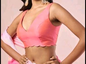 Silk Padded Back Hook V Neck Blouse