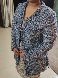 Elegant Elviros Blue Tweed Jacket