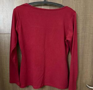 Women's Red Long Sleeve Top