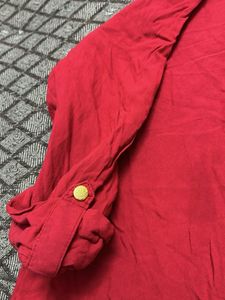 Red Kurta with Gold Buttons