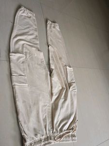 Cream Cargo Jogger Pants