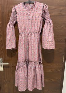 Floral Print Ruffled Sleeve Dress