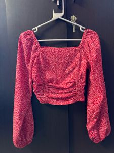 Chic Floral Print Square Neck Top