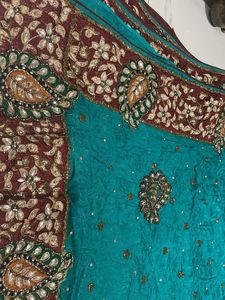 Teal Embroidered Sari