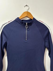 H&amp;M Navy Blue Casual Dress with Striped Sleeves