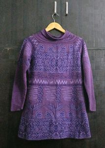 Purple Floral Print Turtleneck Sweater