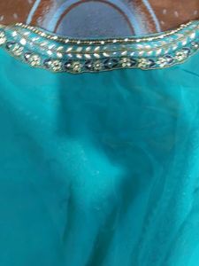 Embellished Teal Kaftan with Key Print