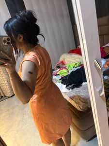 Peach Embellished Sleeveless Dress❤️🦋
